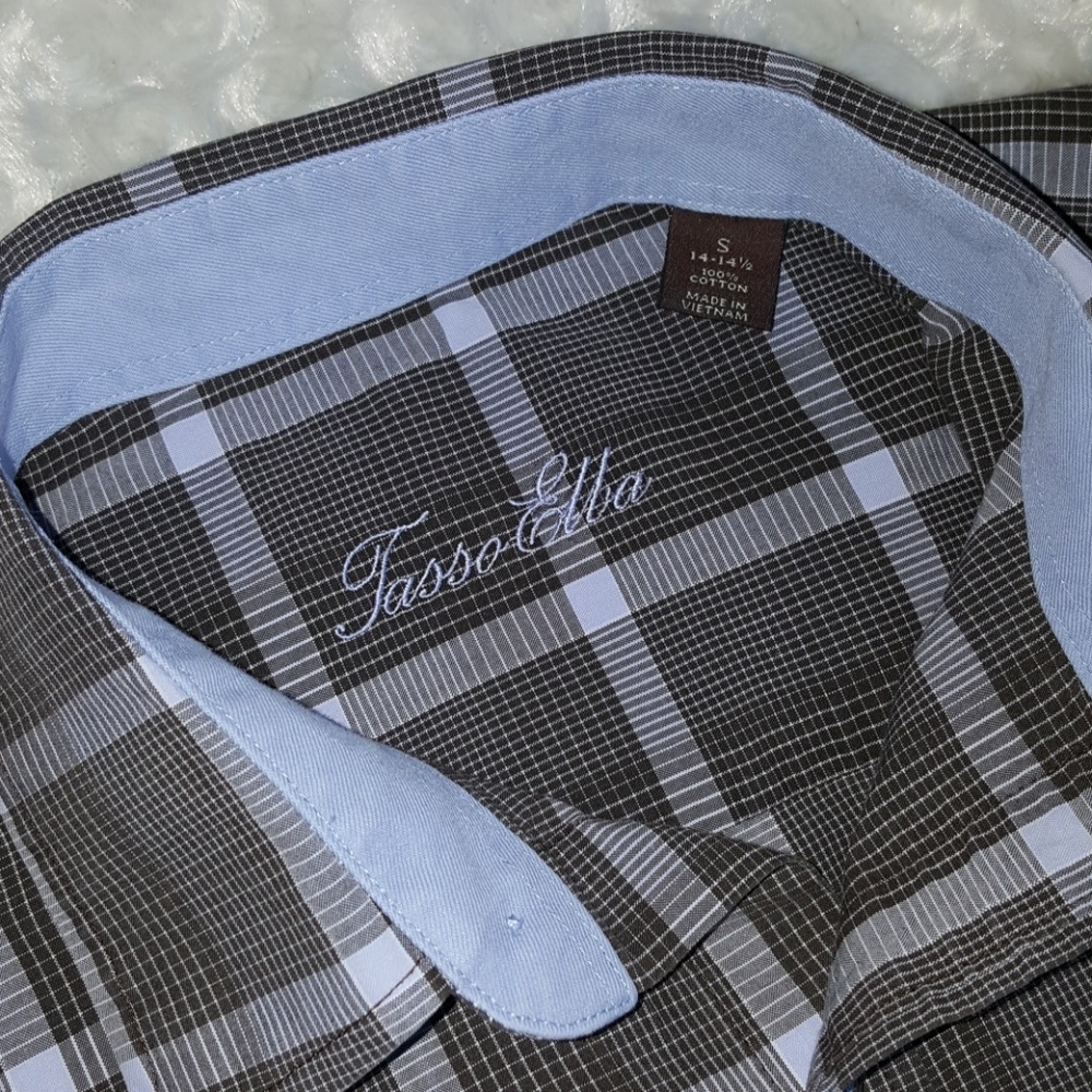 Tasso Elba men's plaid button down shirt - Picture 3 of 5